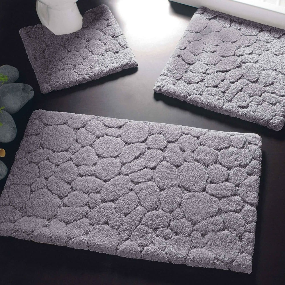 Tapis de bain en coton gris 60x100cm — vue 3