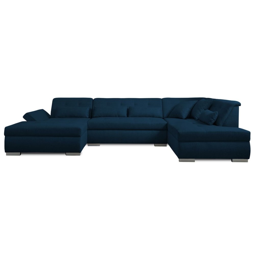 Canapé panoramique 7 places Angle droit en Tissu Bleu pétrole