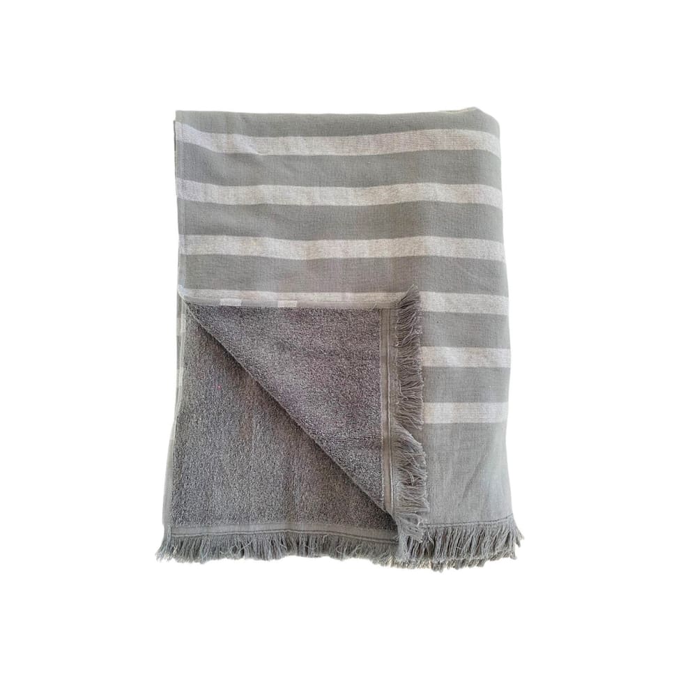 Fouta coton doublée éponge  ''Alanya'' 140 x 180 gris