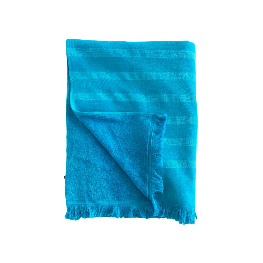 Fouta coton doublée éponge ''Alanya'' 140 x 180 bleu Turquoise