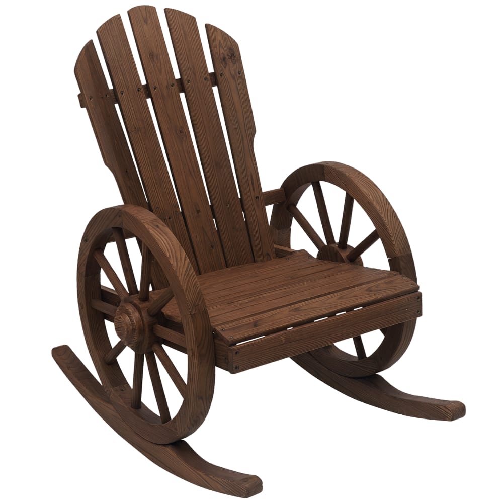 Fauteuil de jardin à bascule rustique chic sapin traité carbonisation