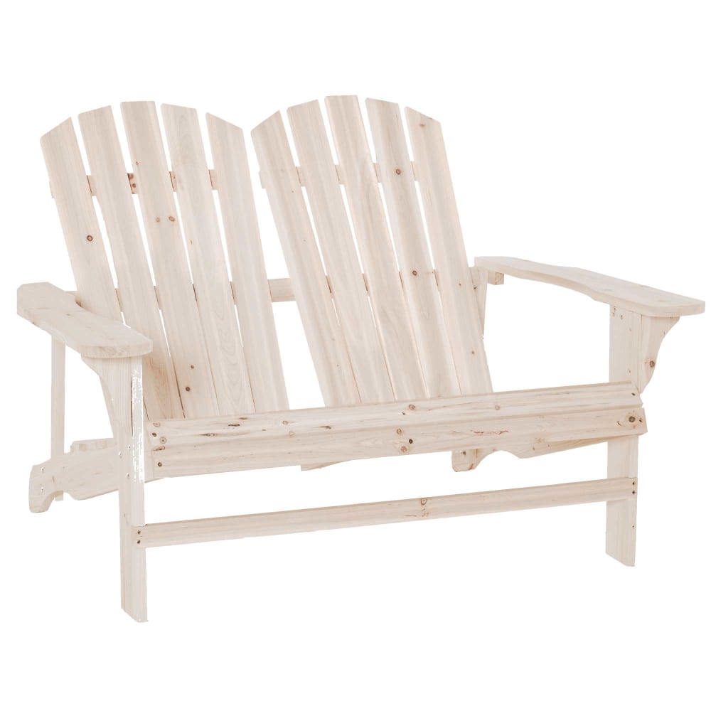Banc de jardin 2 places design bois naturel pin lasuré