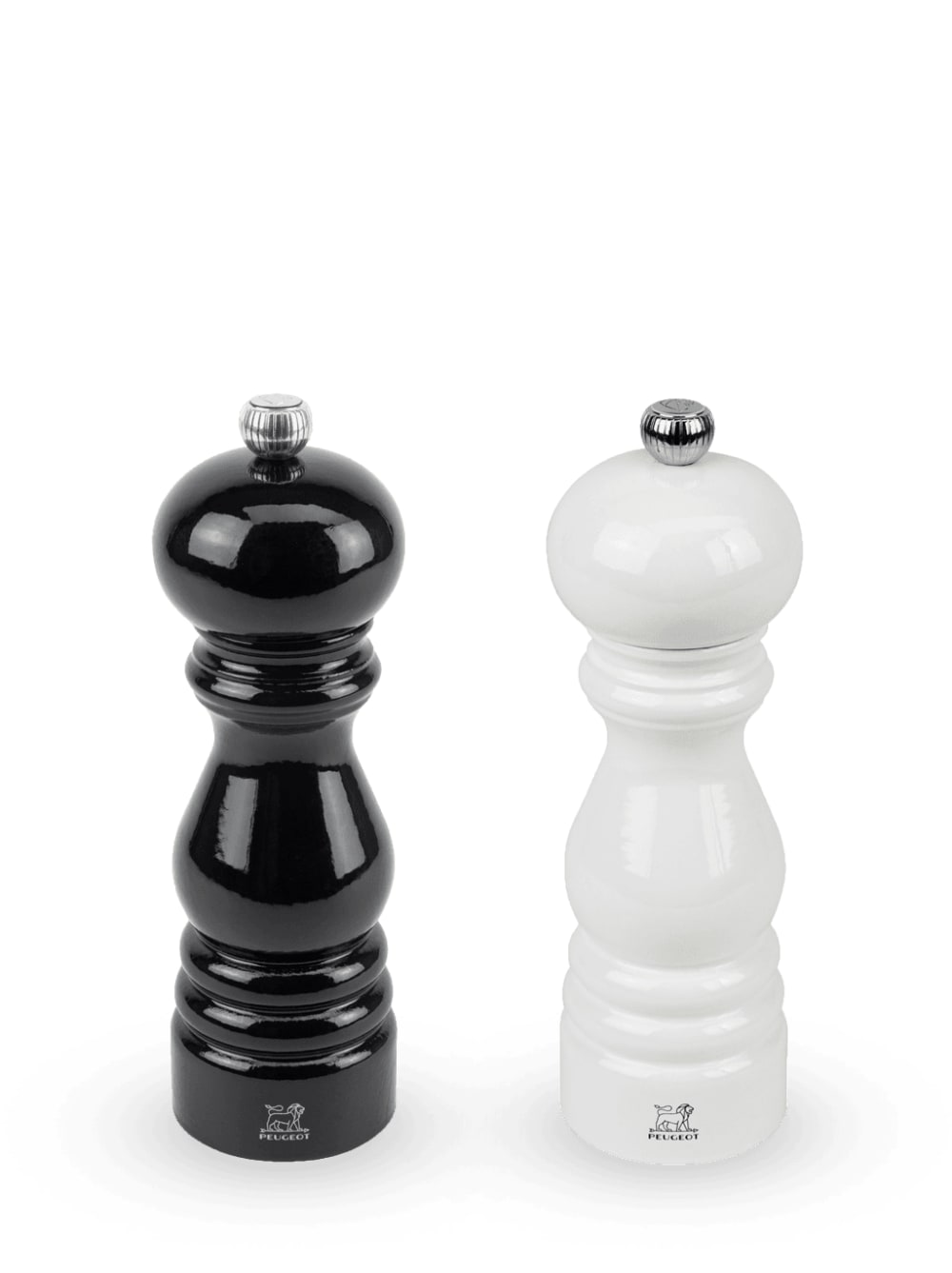 Duo moulins à poivre et à sel bois laqué noir et blanc H18cm - Maisons du Monde