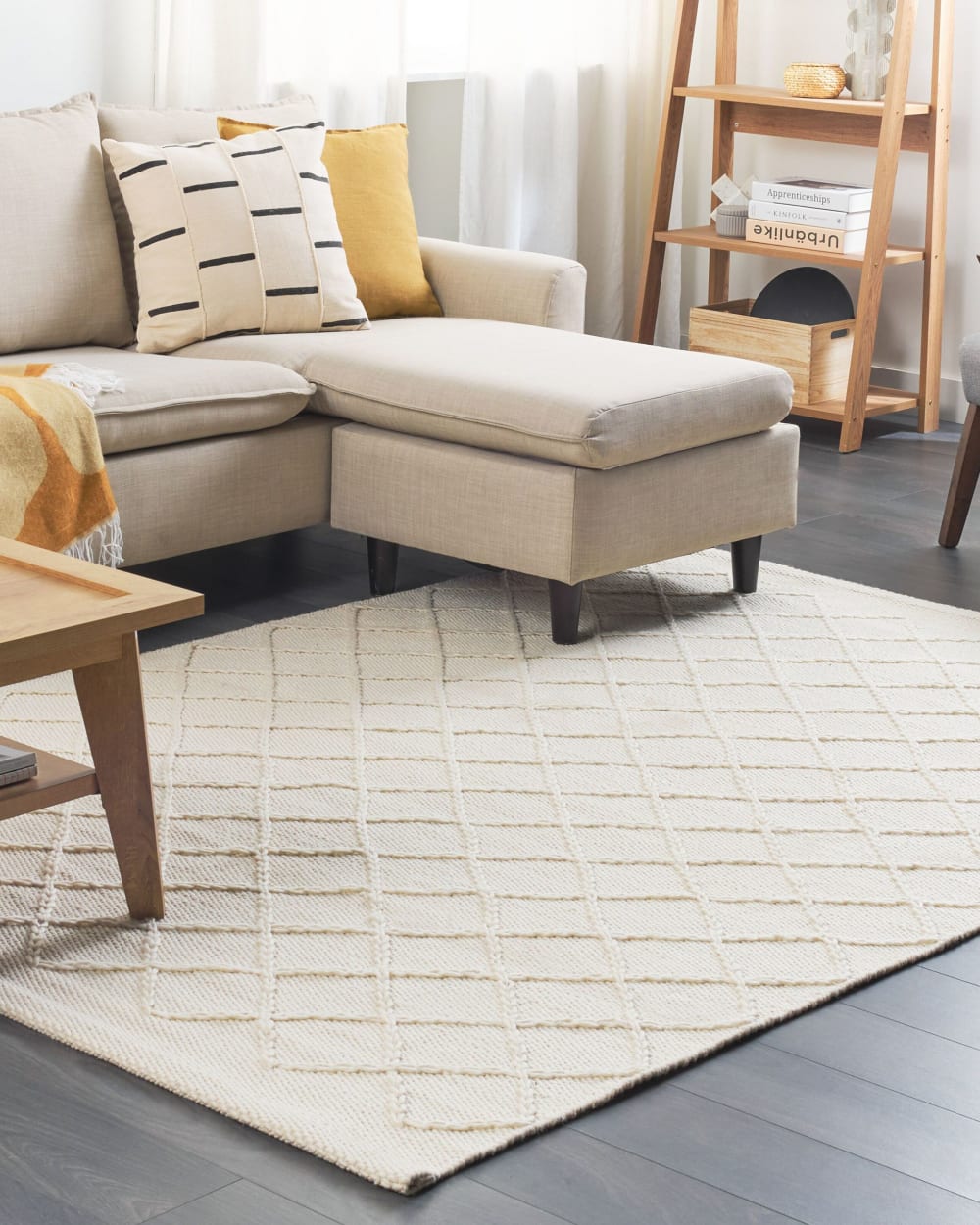 Tapis en tissu blanc 200x140cm — vue 3