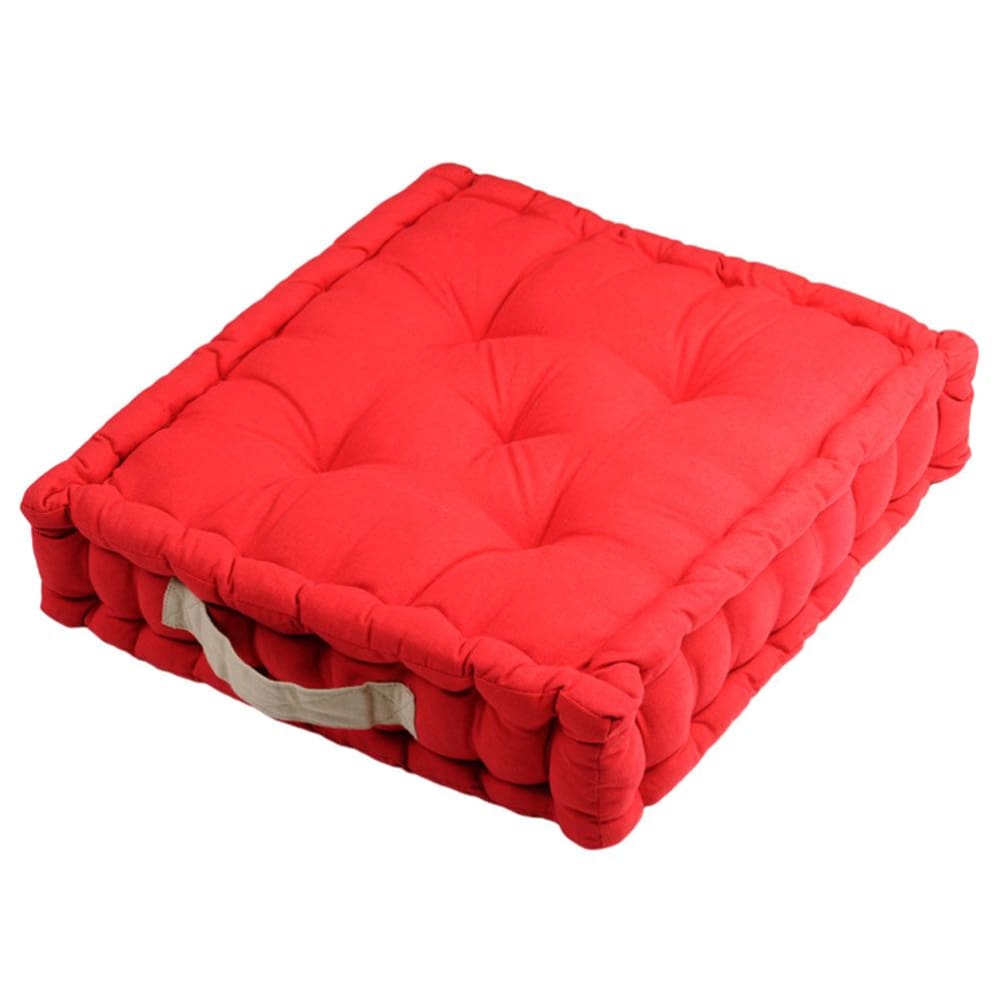 STOF Epais coussin de sol en coton Rouge et Lin 45 cm 100% coton Dim : 45 x 45 x 10 cm