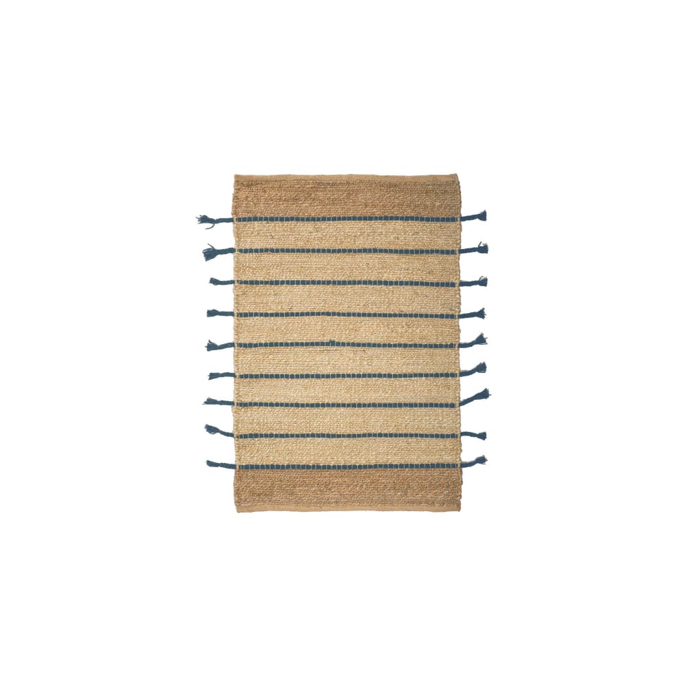 Tapis en jute et coton bleu 60x80cm