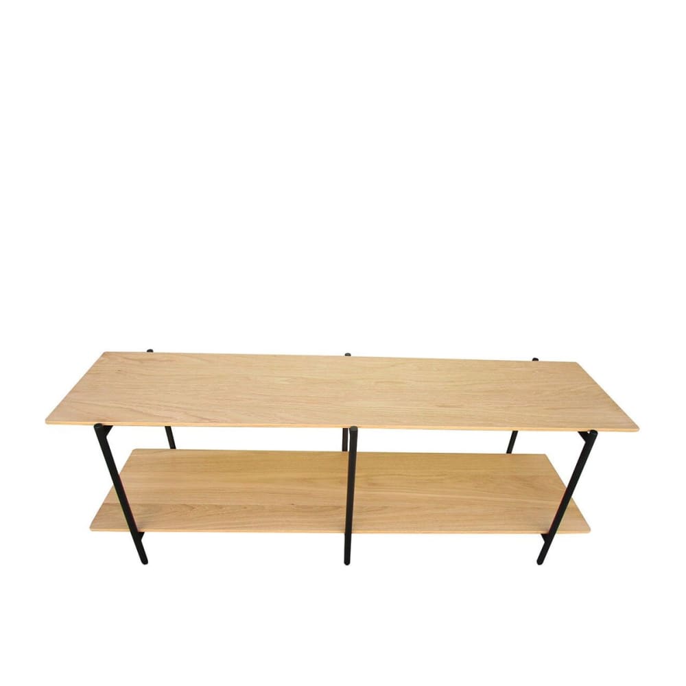 Meuble TV en placage chêne et pieds métal noir mat