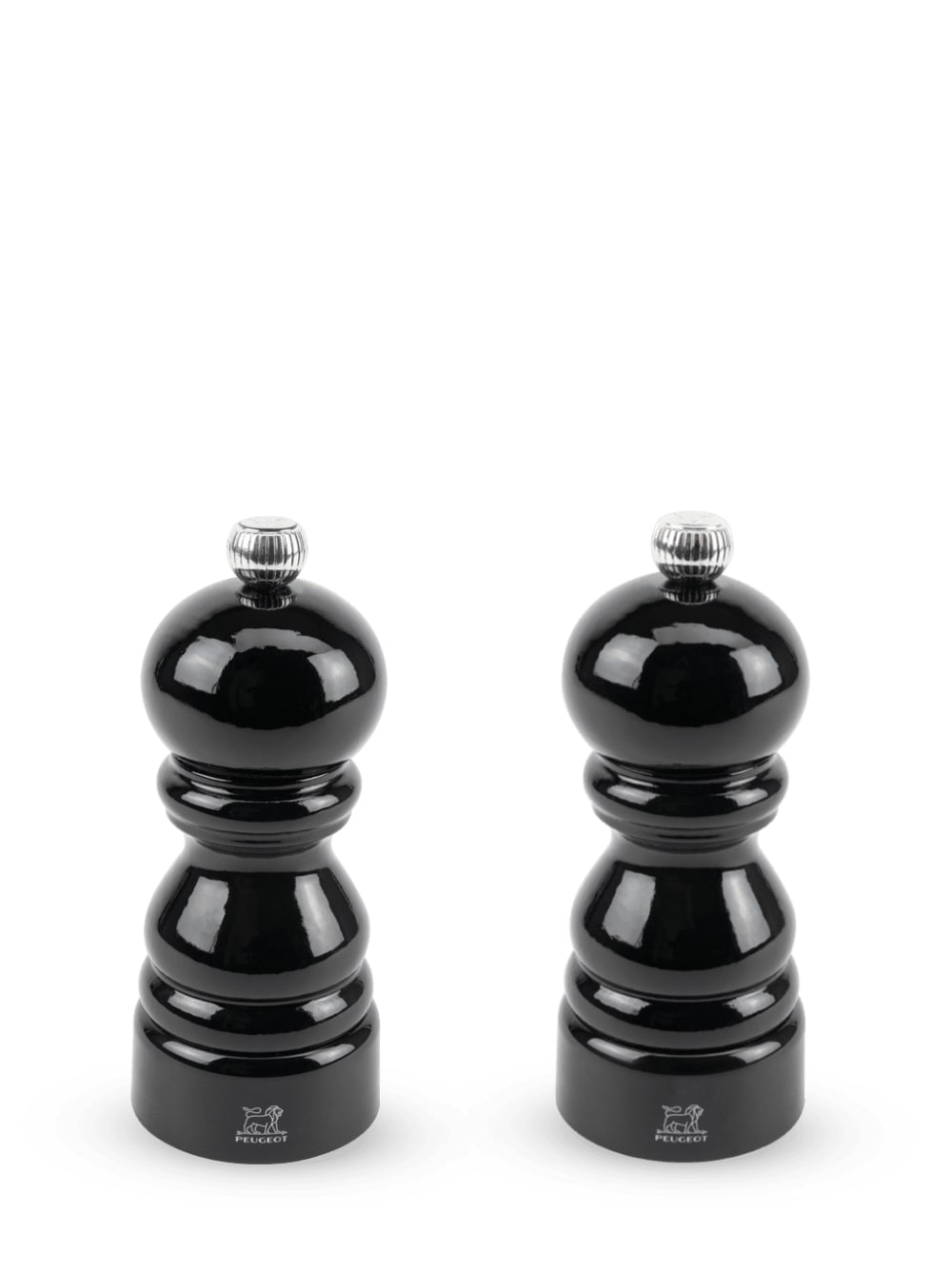 Duo de moulins à poivre et à sel en bois laqué noir H12cm