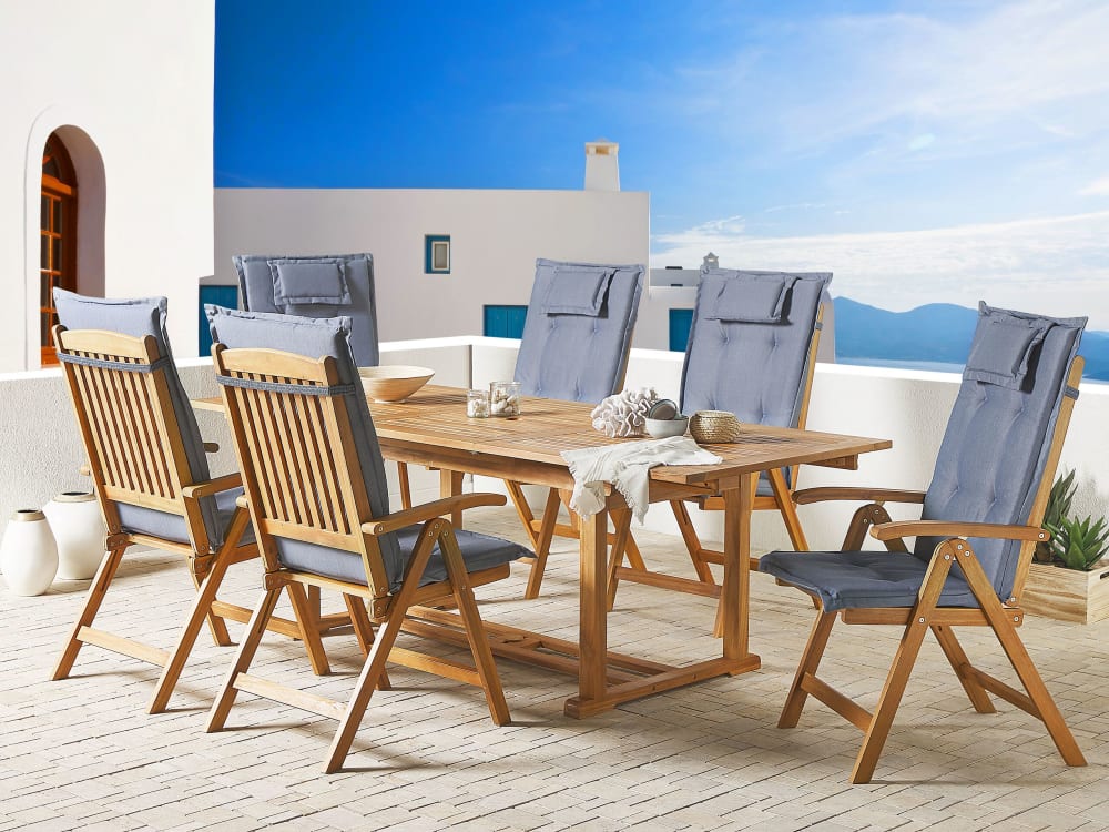 Gartentisch Set 6 Personen aus Akazienholz, braun - Maisons Du