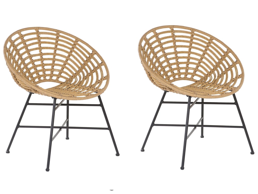 Lot de 2 chaises de jardin marron clair