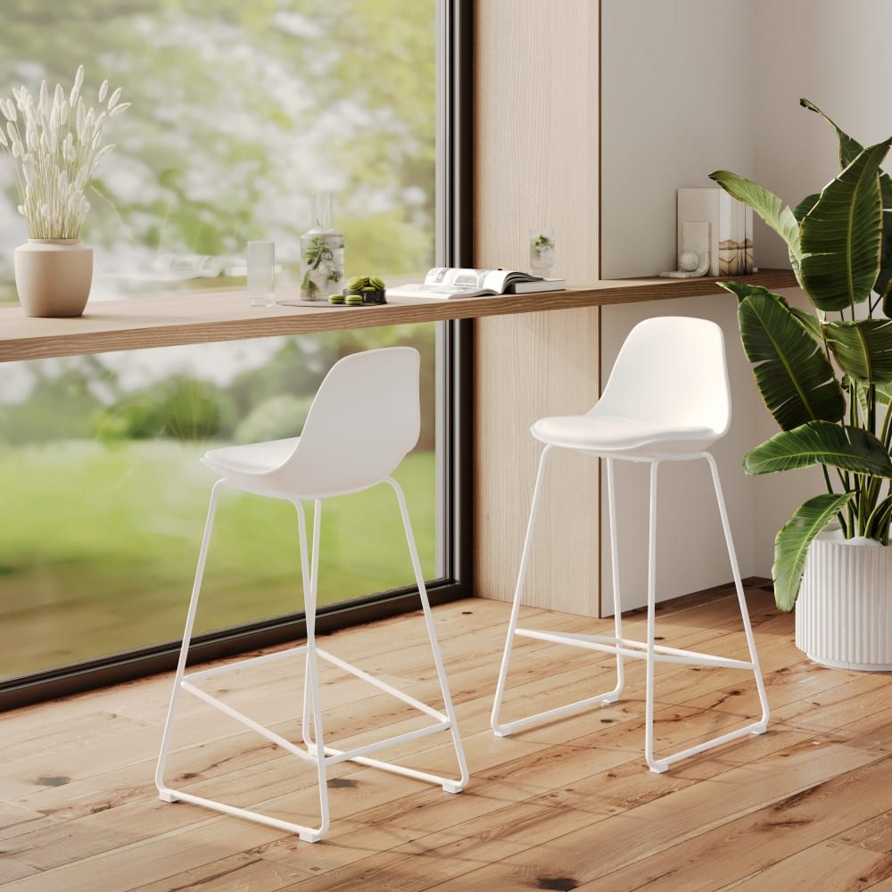 Set aus 2 weißen Stühlen für eine 65 cm zentrale Insel - Maisons