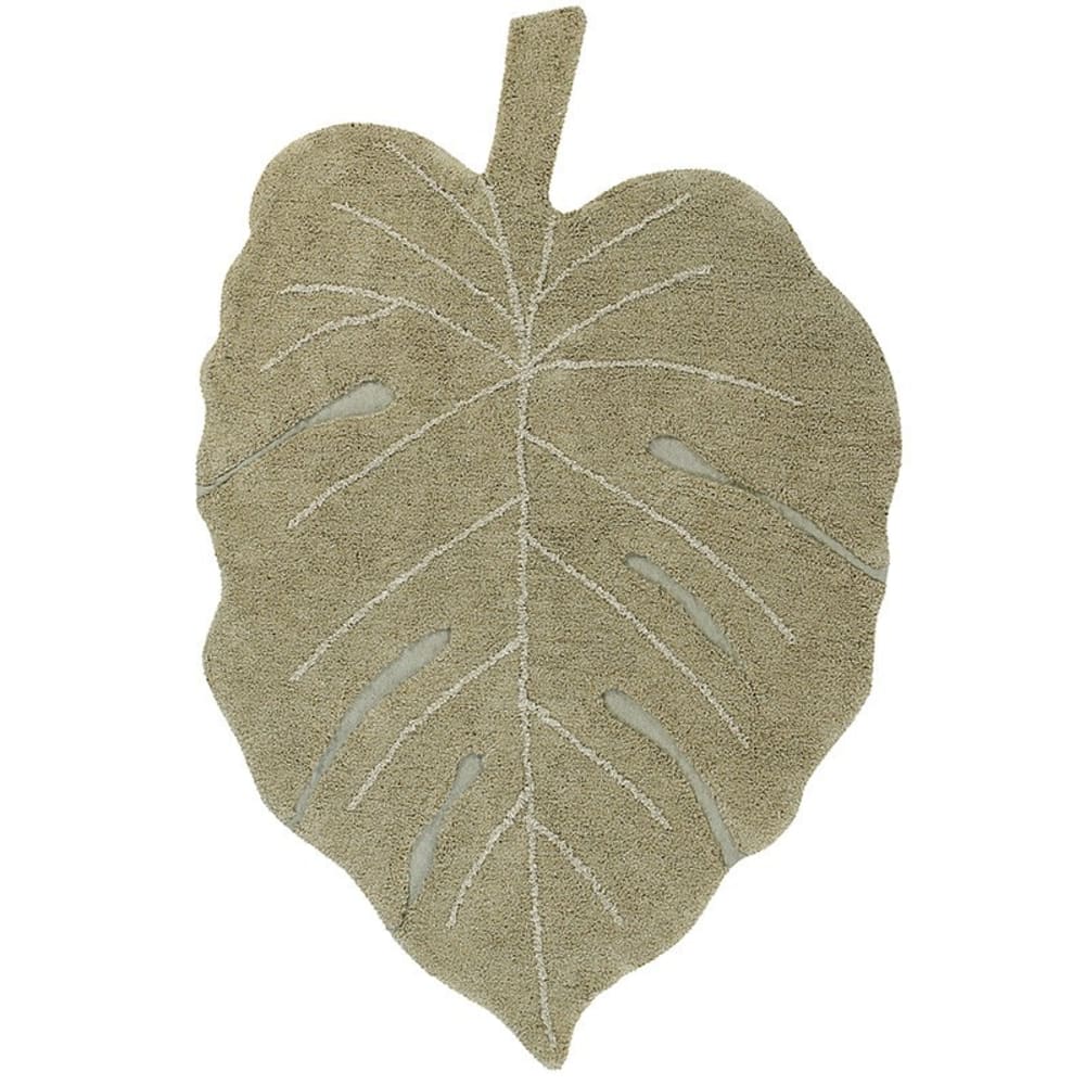 Lorena Canals Waschbarer Teppich Monstera, 180x120 cm, oliv style exotic Mehrfarbig Baumwolle