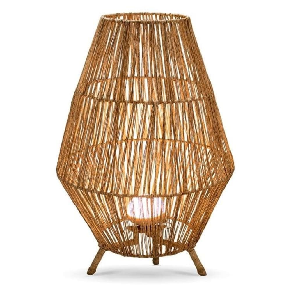 Newgarden Lampadaire sans fil extérieur rechargeable avec télécommande diamètre style inspirations d'ailleurs Beige Rotin