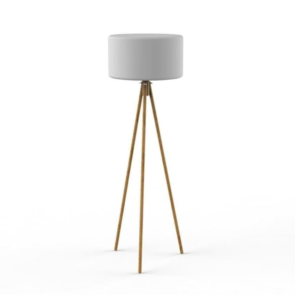 Lampadaire d'extérieur trépied LED avec câble Bois/Polyéthylène