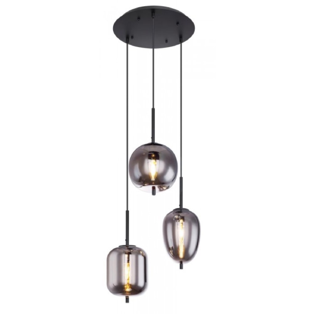 Globo Lighting Suspension métal noir, 120cm style vintage
