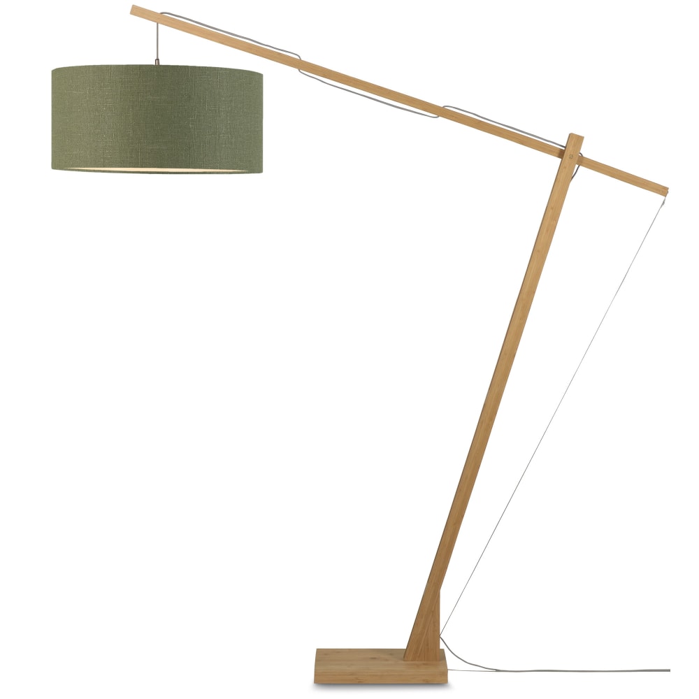 Lampadaire en bambou abat-jour en lin H207cm