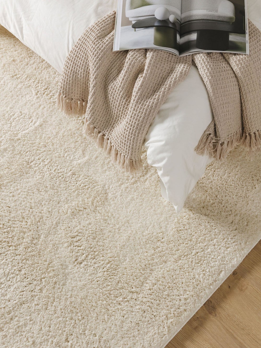 Tapis à poils longs blanc 120x170 — vue 4