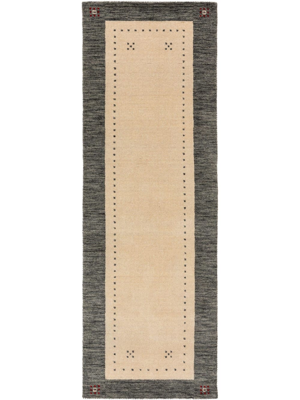Tapis de couloir en laine beige/gris 80x300