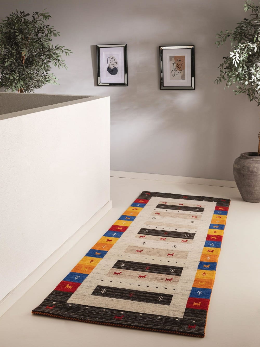 Tapis de couloir en laine multicouleur 80x250