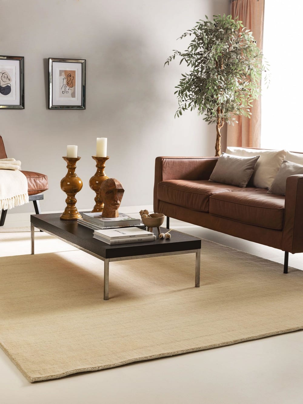 Tapis de laine crème 200x300