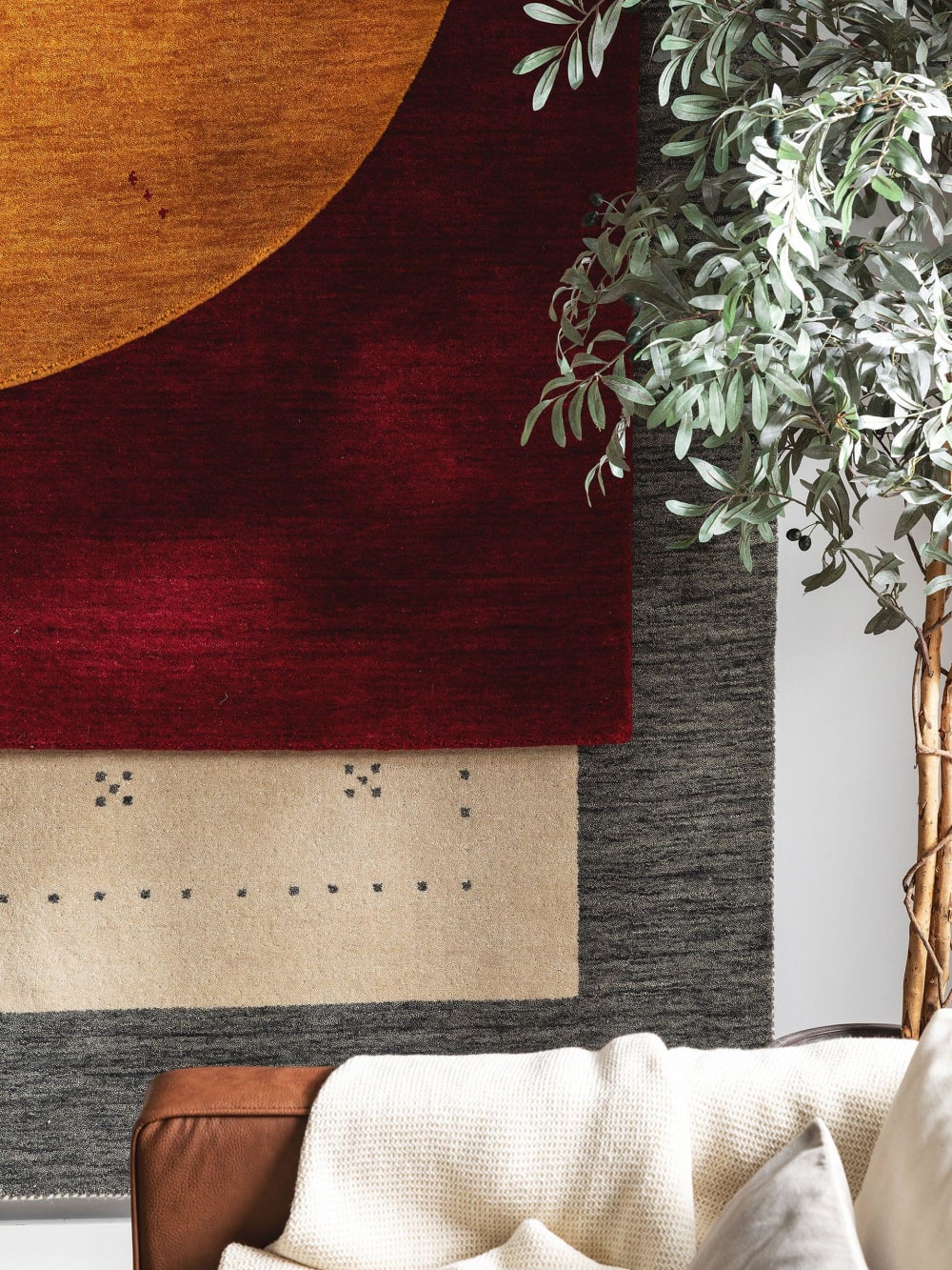 Tapis de couloir en laine rouge 80x300