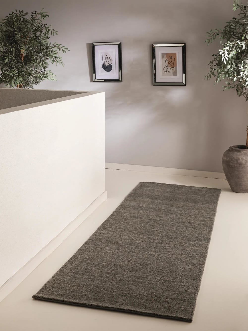 Tappeto passatoia in lana grigio 80x250 - Benuta