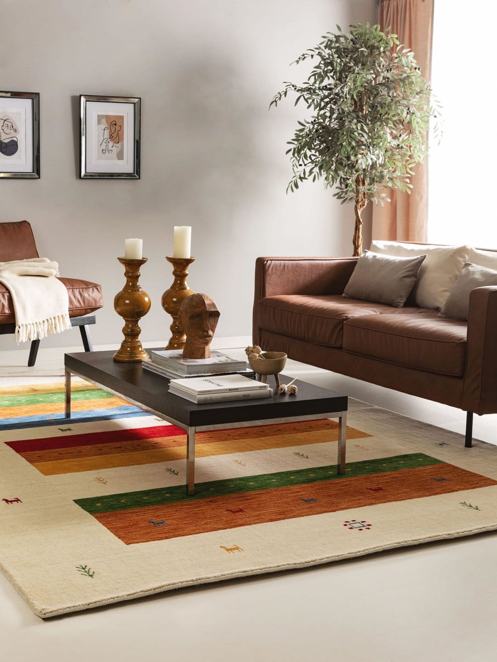 Tapis de laine multicouleur/beige 200x300