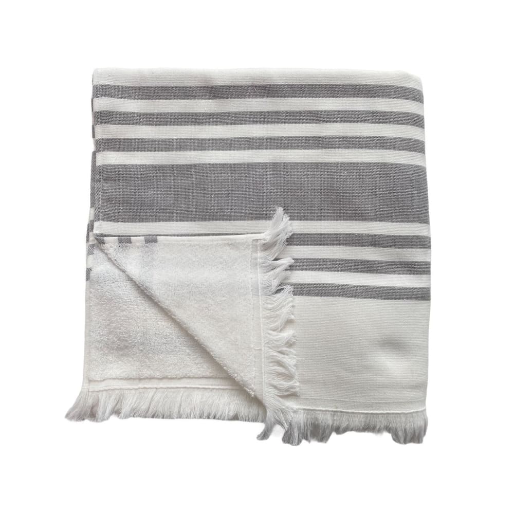 Fouta coton doublée éponge ''Karabuk'' gris 140 x 180