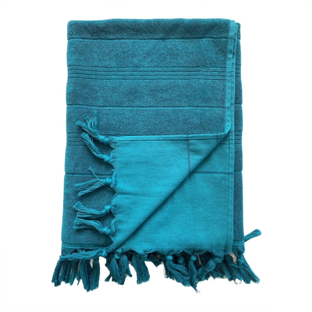 Fouta ''Hammam'' éponge bouclette bleu canard 140x180cm