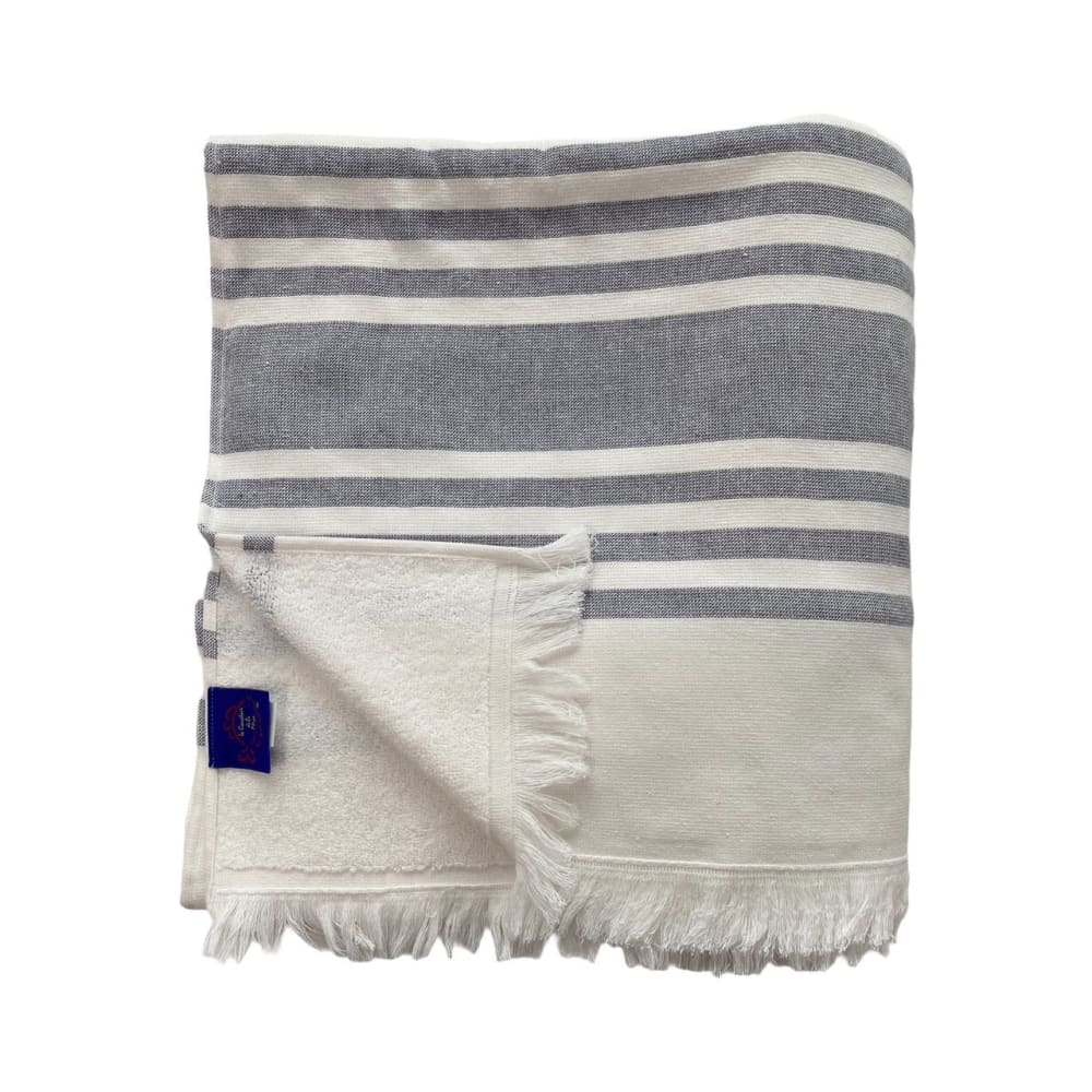 Fouta coton doublée éponge ''Karabuk'' bleu marine  140 x 180
