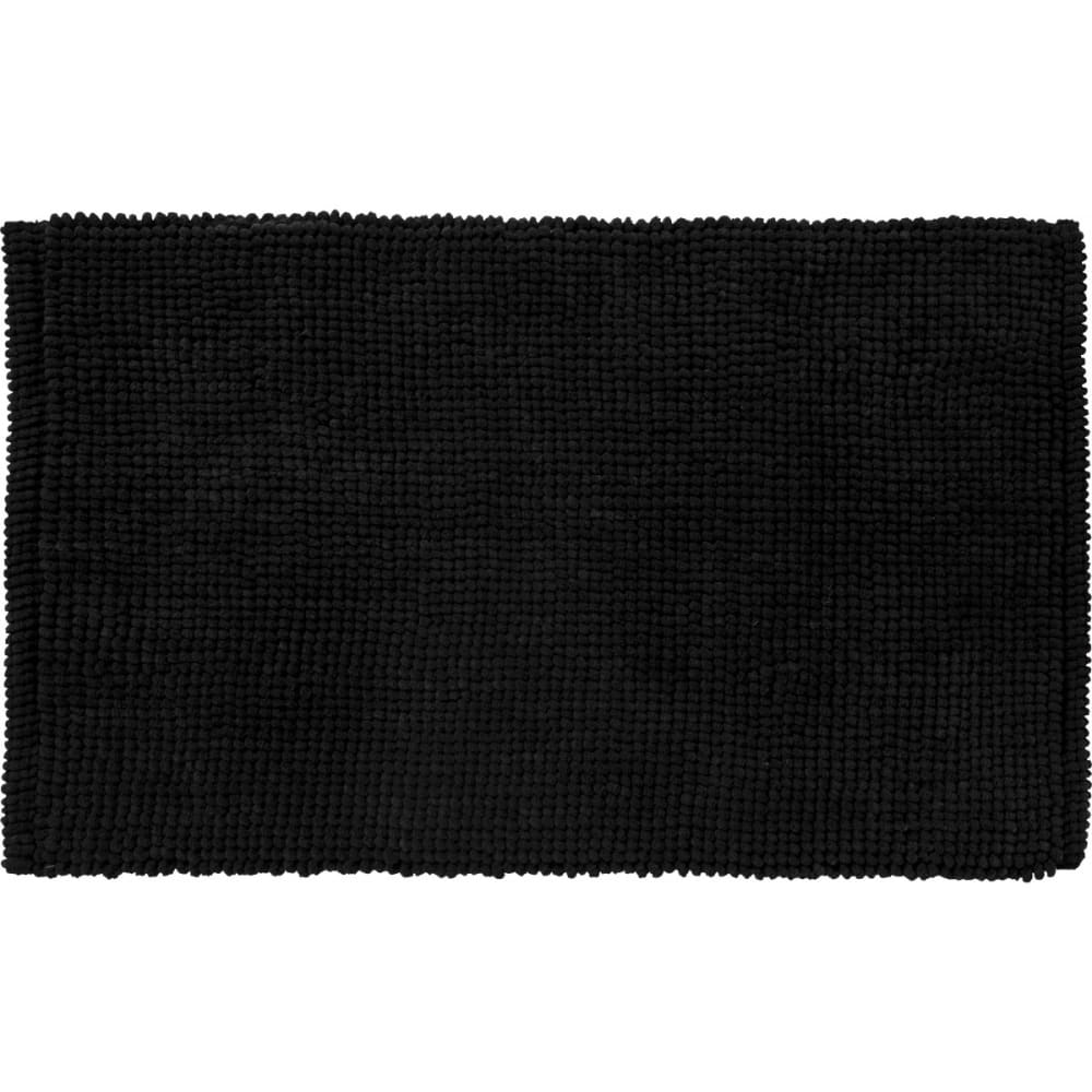 Tapis de bain en polycoton uni noir 50x80cm