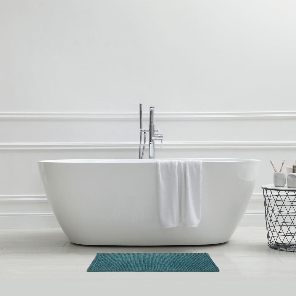 Tapis de bain en polycoton uni canard 50x80cm - Maisons du Monde