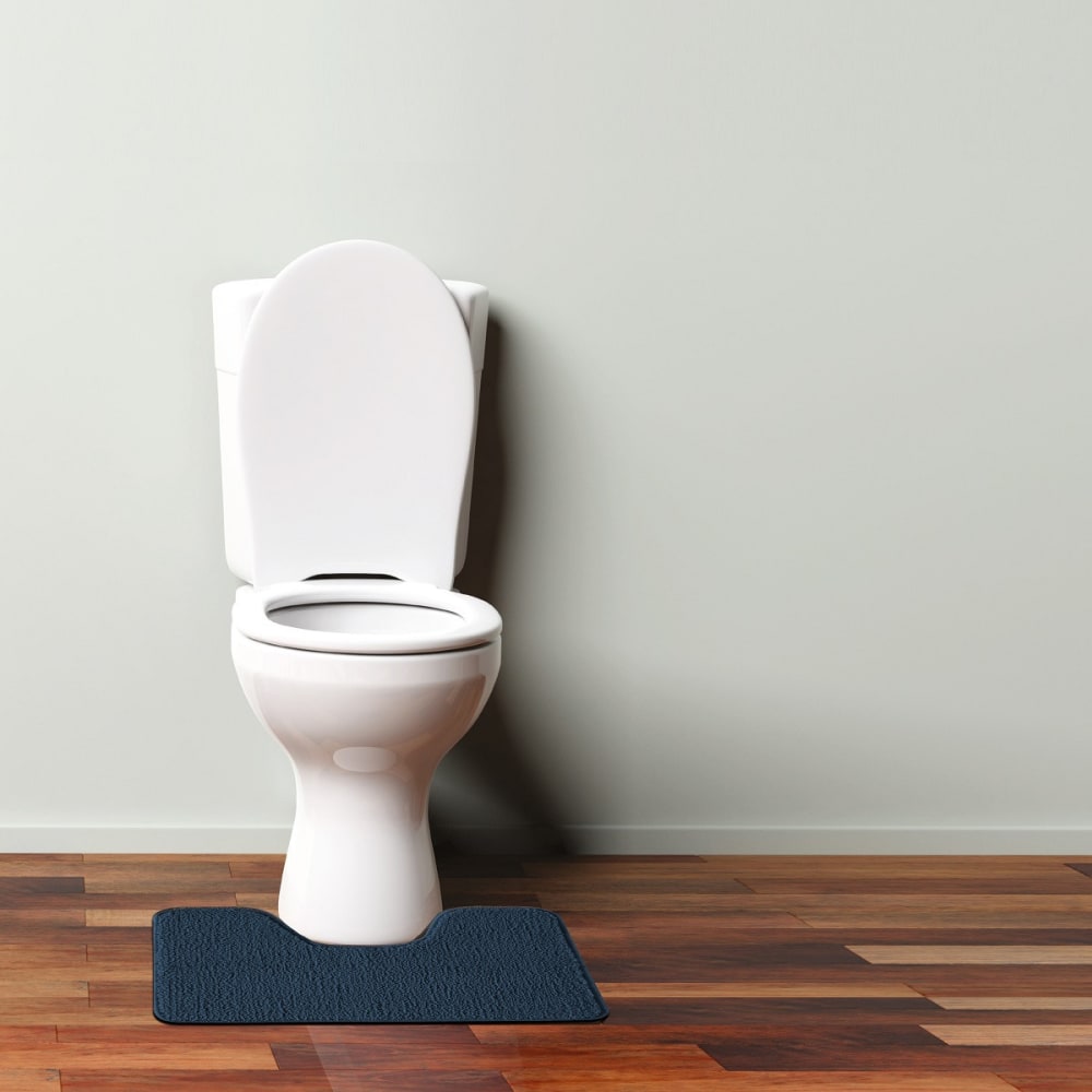 Tapis de toilette uni en polyester marine 50x40cm - Maisons du Monde