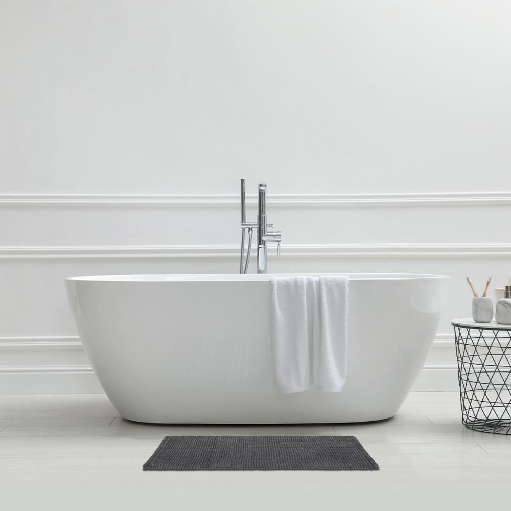 Tapis de bain en polycoton uni anthracite 50x80cm - Maisons du Monde