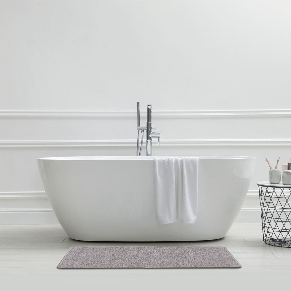Tapis de bain uni 60x120 en polyester gris 60x120cm - Maisons du Monde