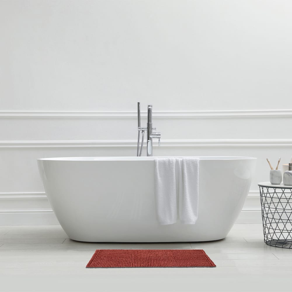 Tapis de bain en polycoton uni terracotta 50x80cm - Maisons du Monde
