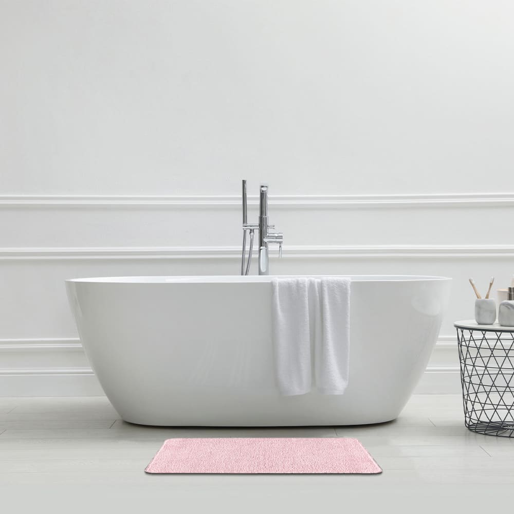 Tapis de bain uni 50x80 en polyester rose 50x80cm - Maisons du Monde