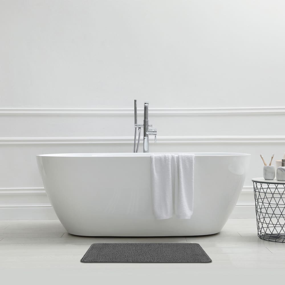 Tapis de bain uni 50x80 en polyester anthracite 50x80cm - Maisons du Monde