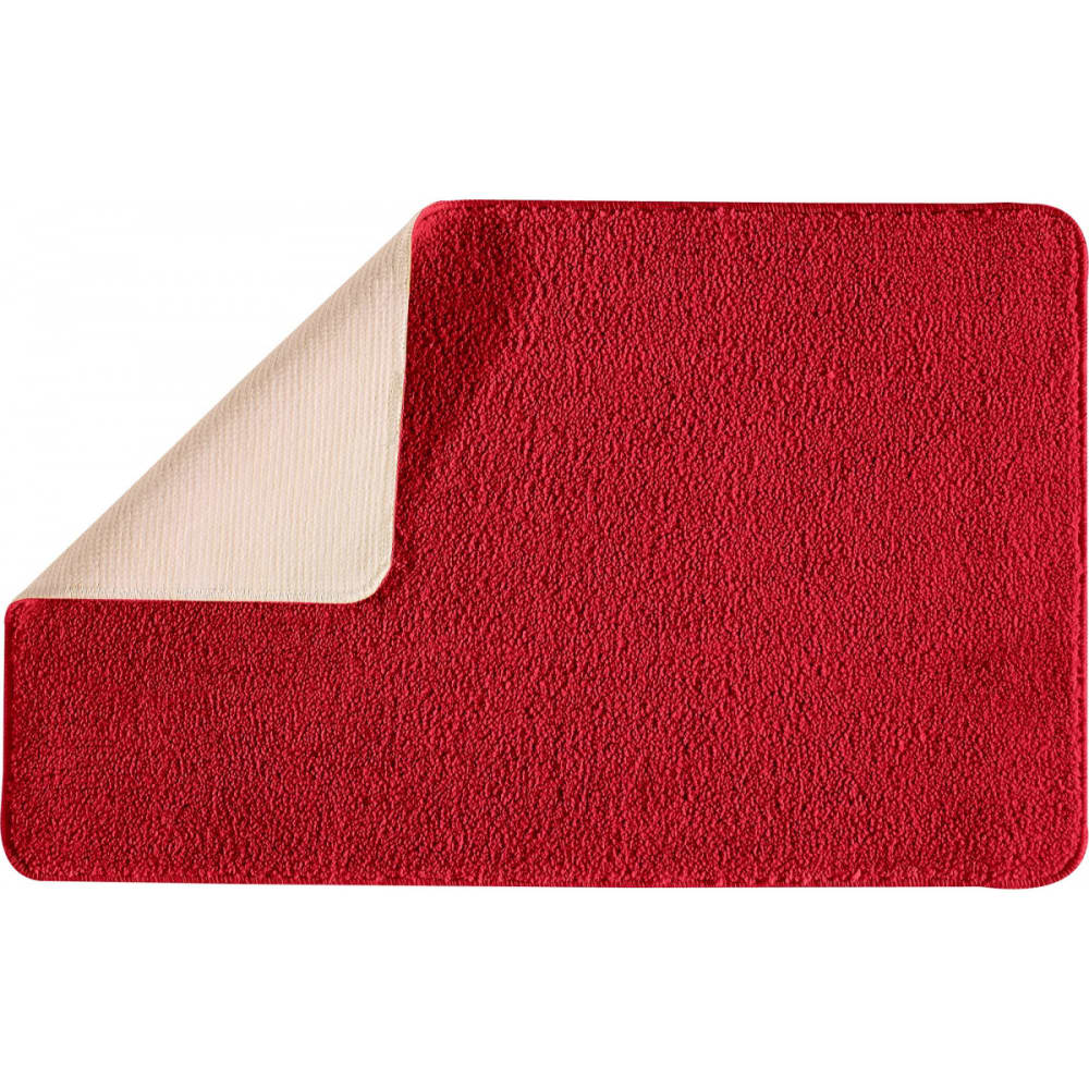 Tapis de bain uni 50x80 en polyester rouge 50x80cm