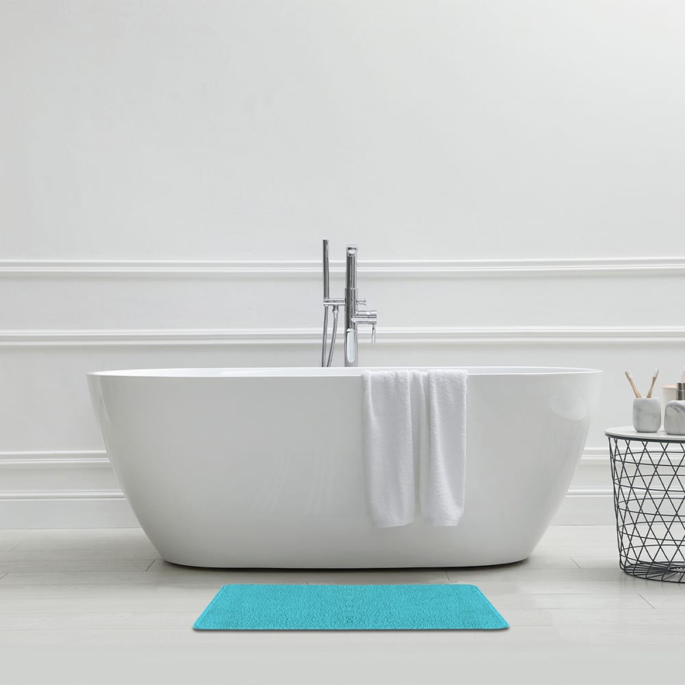 Tapis de bain uni 50x80 en polyester turquoise 50x80cm - Maisons du Monde