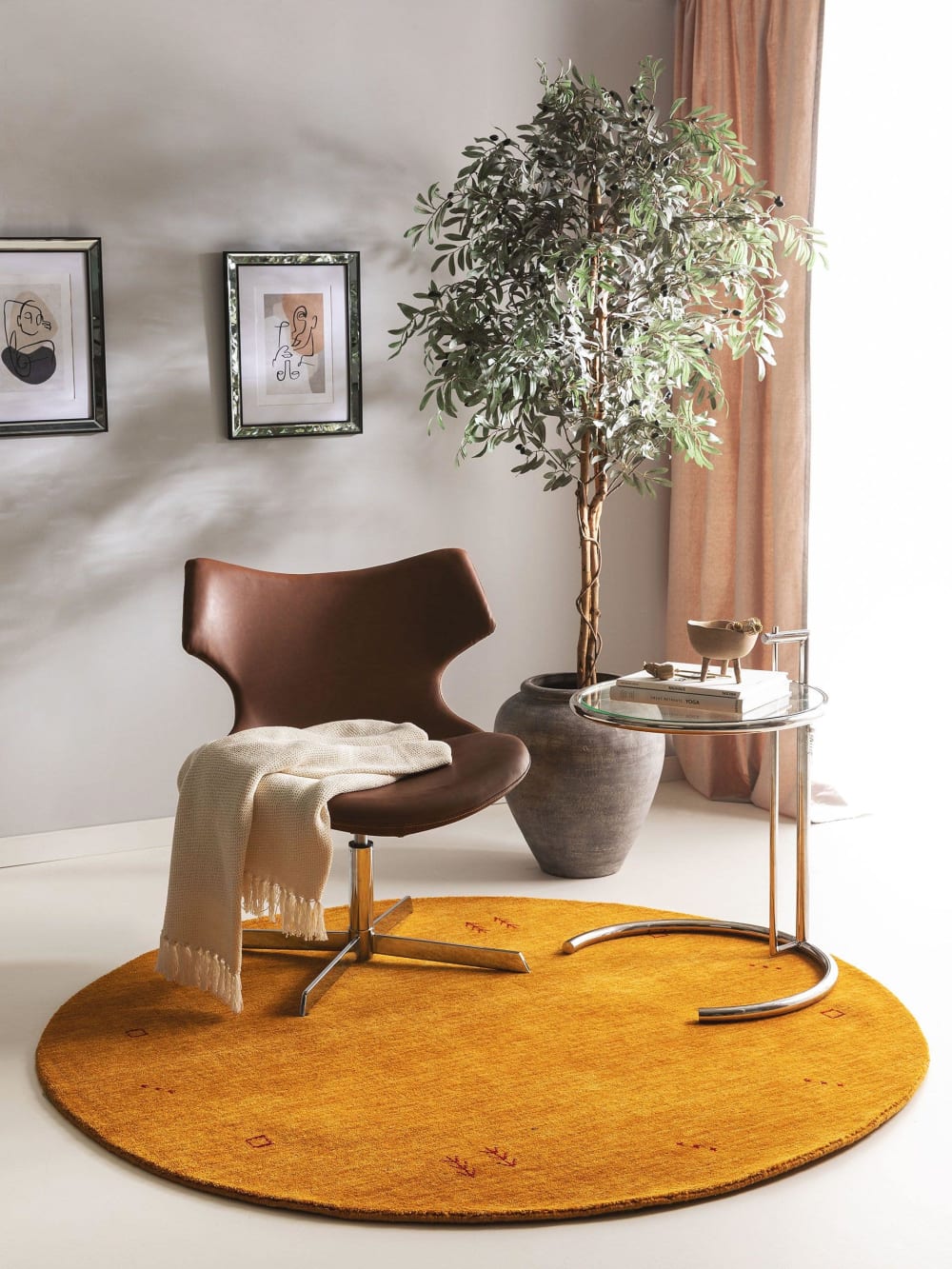Tapis en laine rond jaune D 200 — vue 3