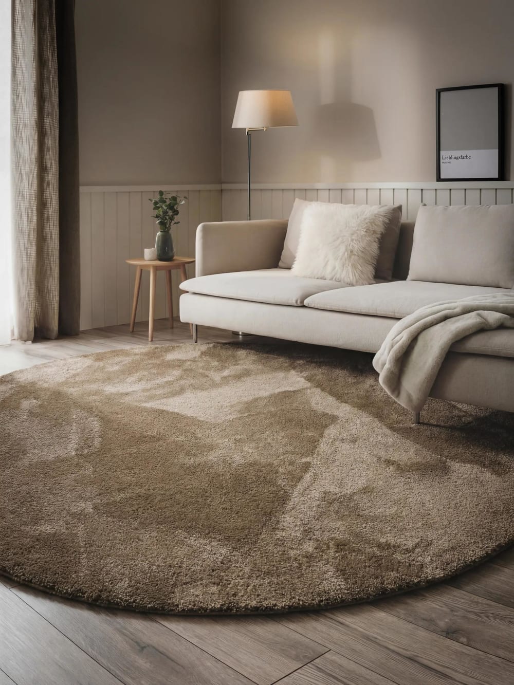 Tappeto a pelo lungo rotondo beige ø 160 rotondo - Benuta