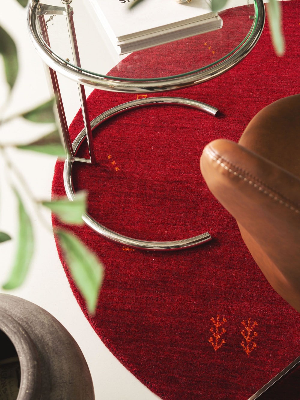 Tapis en laine rond rouge D 200 — vue 4