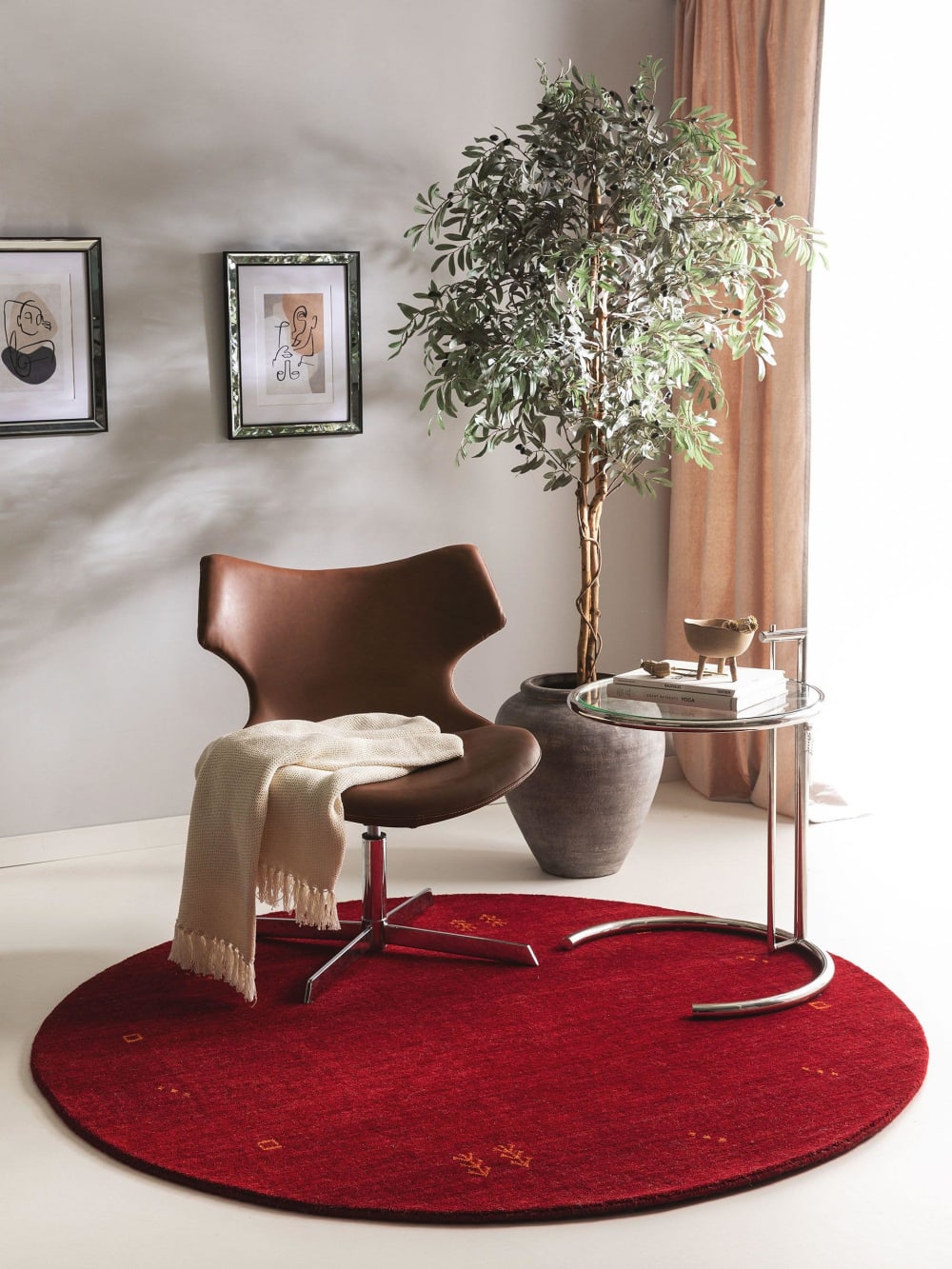 Tapis en laine rond rouge D 160 — vue 3