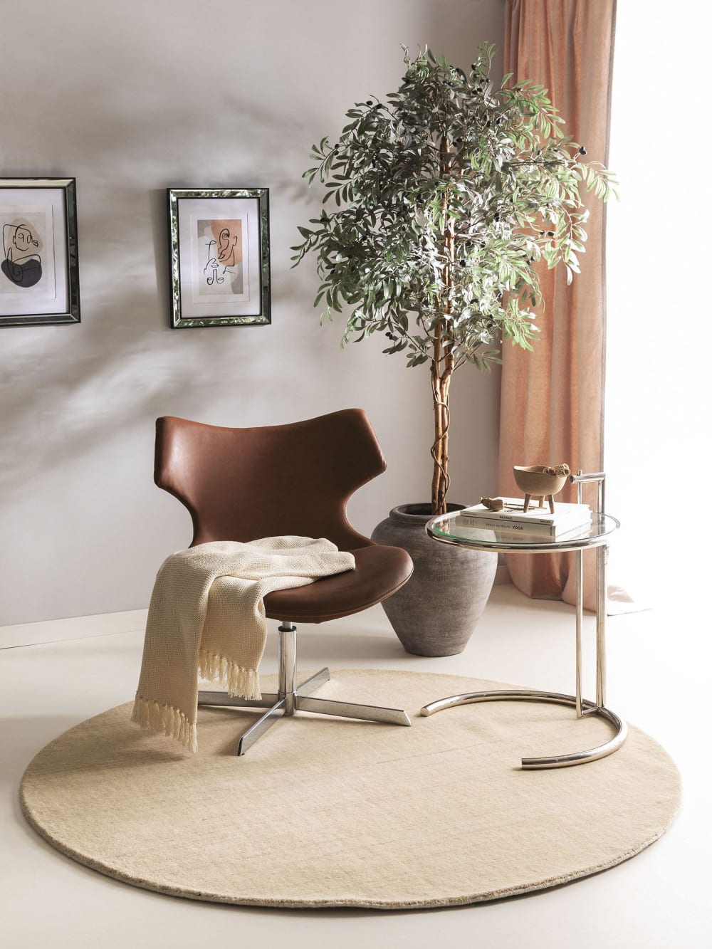 Tapis en laine rond crème D 200 — vue 3