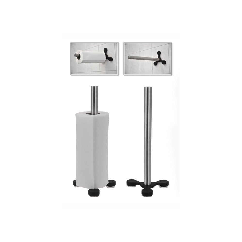 Porte rouleau essuie-tout métal inox ventouses - Maisons du Monde