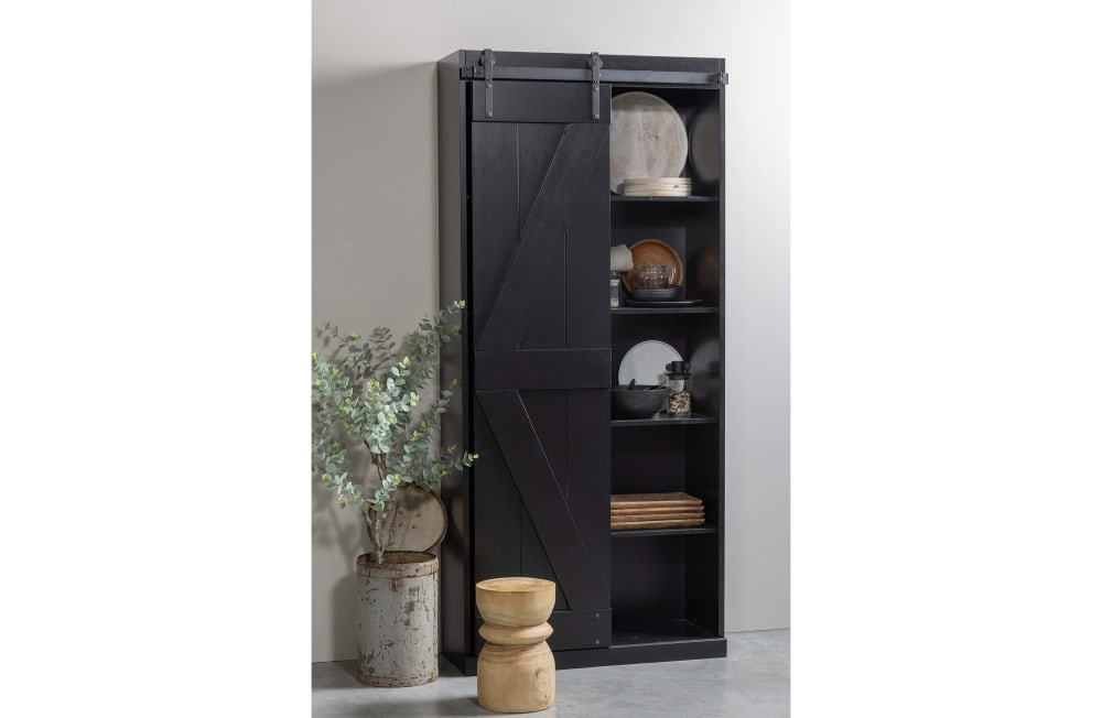 Armario con 1 puerta corredera en madera negra - Maisons du Monde