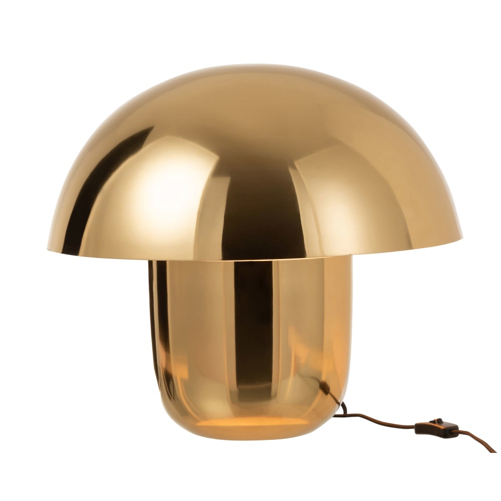 Lampe de table champignon 50 cm en métal doré
