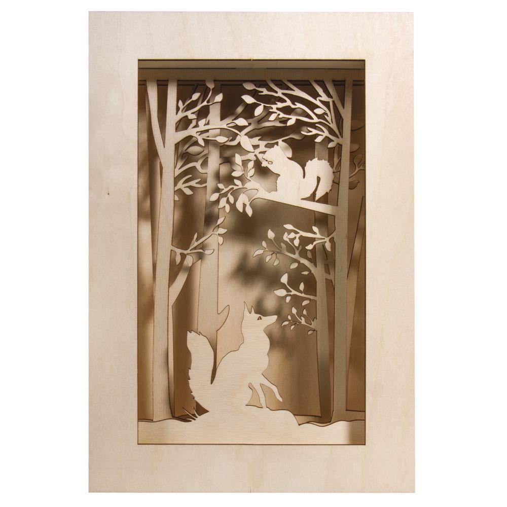 Cuadro de madera bosque de navidad 20 x 30 x 6,6 cm