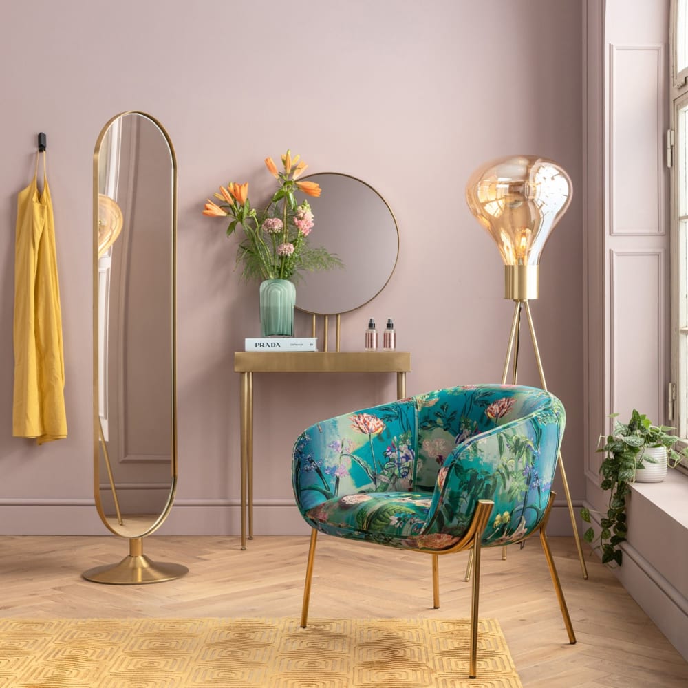 Miroir sur pied ovale en métal doré 170x40 - Maisons du Monde